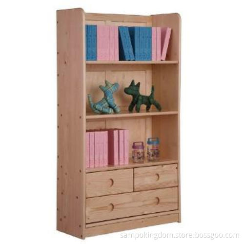 book shelf with 3 drawers